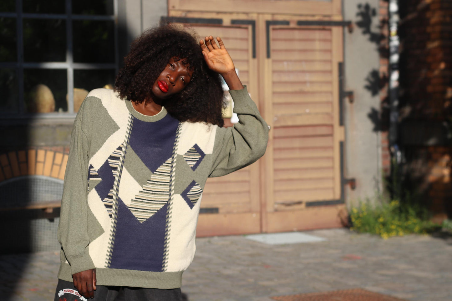 Vintage 90s Geometric Sweater | Abstract Knit Pullover | Oversized Cozy Unisex Jumper | Retro Pattern Knitwear