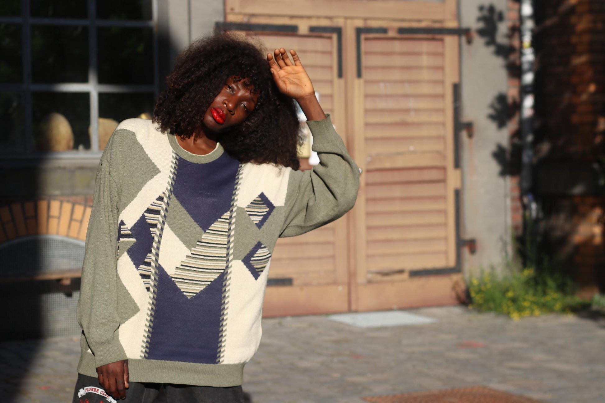 Vintage 90s Geometric Sweater | Abstract Knit Pullover | Oversized Cozy Unisex Jumper | Retro Pattern Knitwear