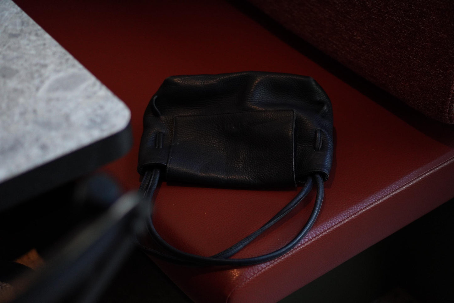 Vintage 90s Navy Grained Leather Mini Flap Bag: Metallic Closure