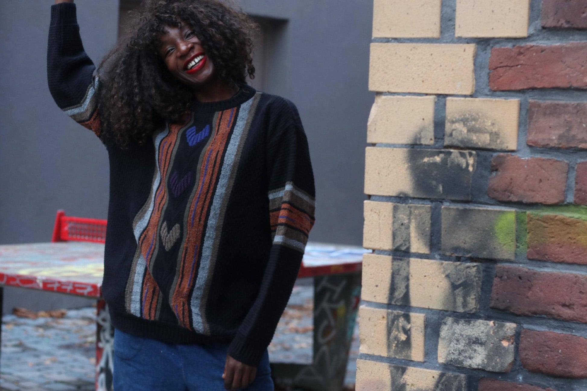 Vintage 90s Wool Knit Sweater: Oversized Heart Motif Jumper