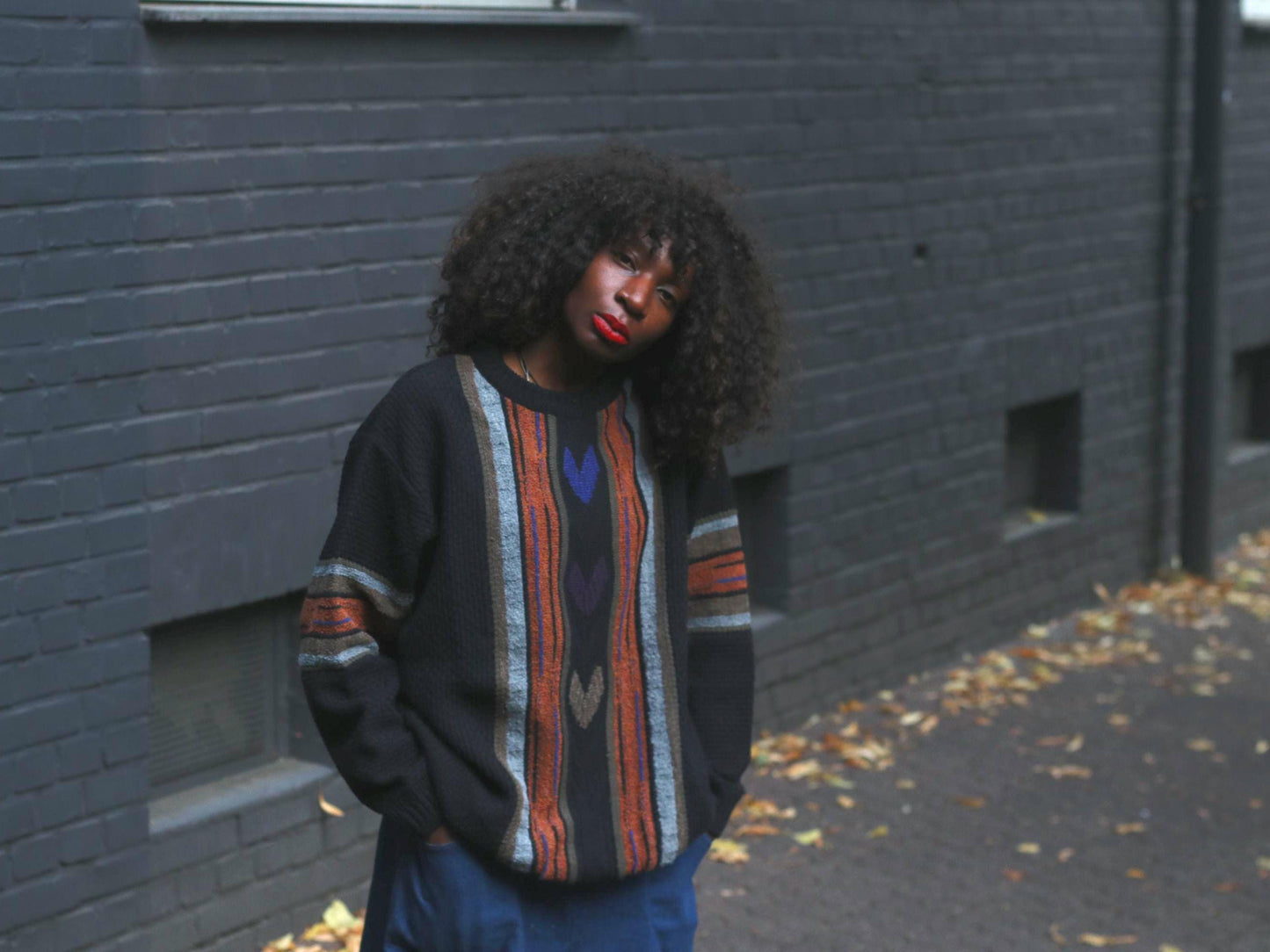 Vintage 90s Wool Knit Sweater: Oversized Heart Motif Jumper