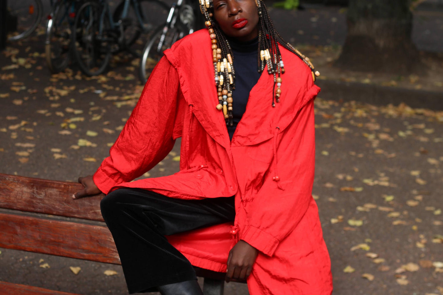 Vintage 90s Red Oversized Hooded Windbreaker Parka Jacket S-M