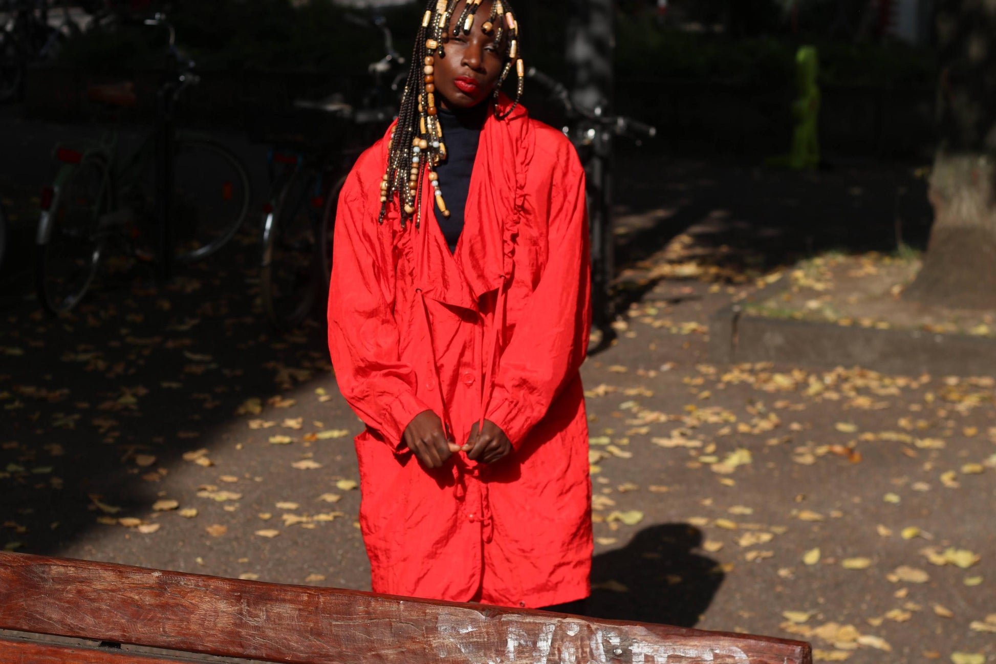 Vintage 90s Red Oversized Hooded Windbreaker Parka Jacket S-M