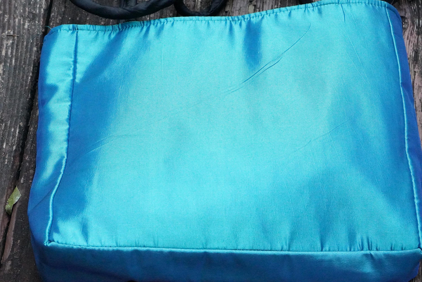 Vintage Thai Blue Gold Embroidered Shoulder Bag Zipper Tote Handbag