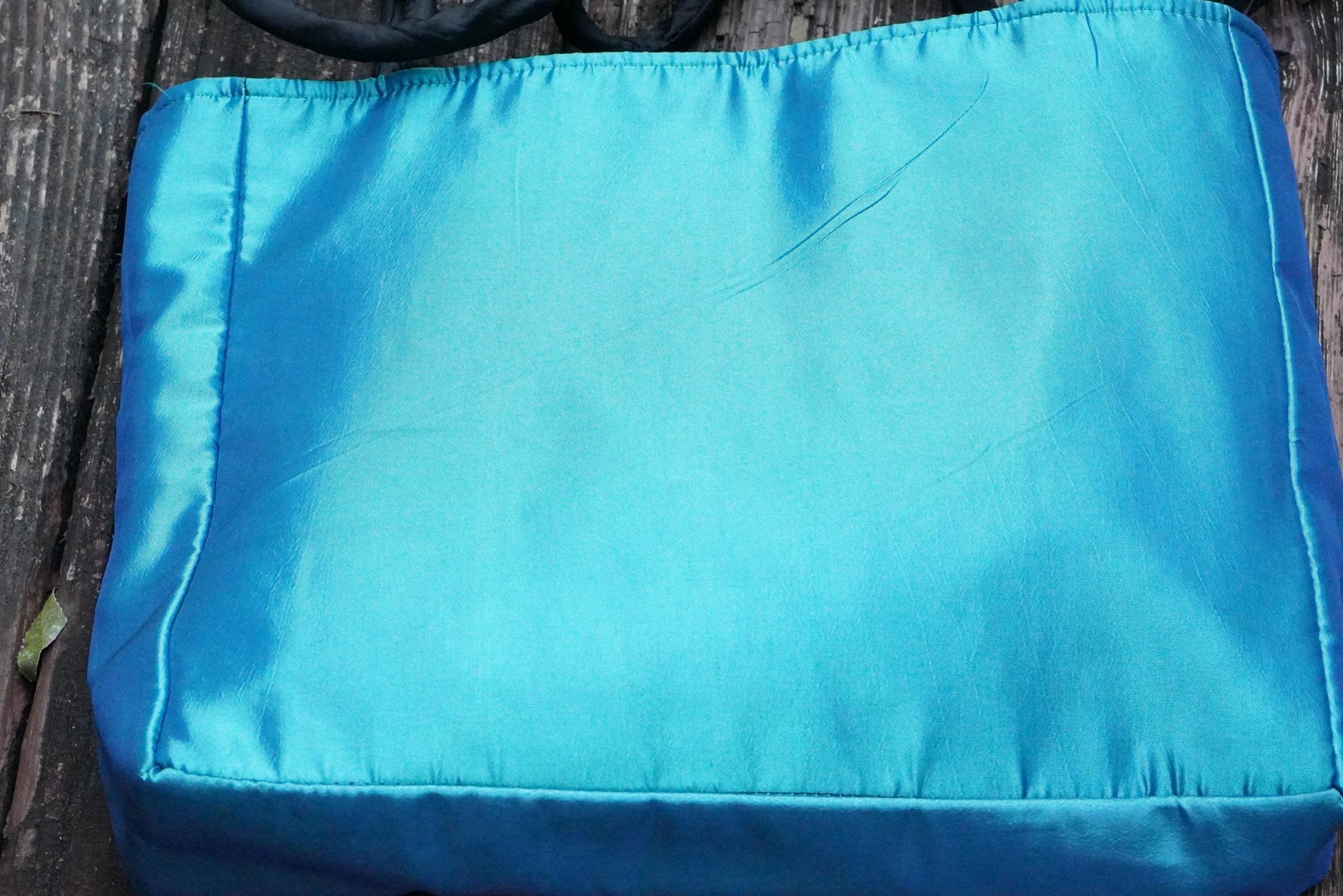 Vintage Thai Blue Gold Embroidered Shoulder Bag Zipper Tote Handbag