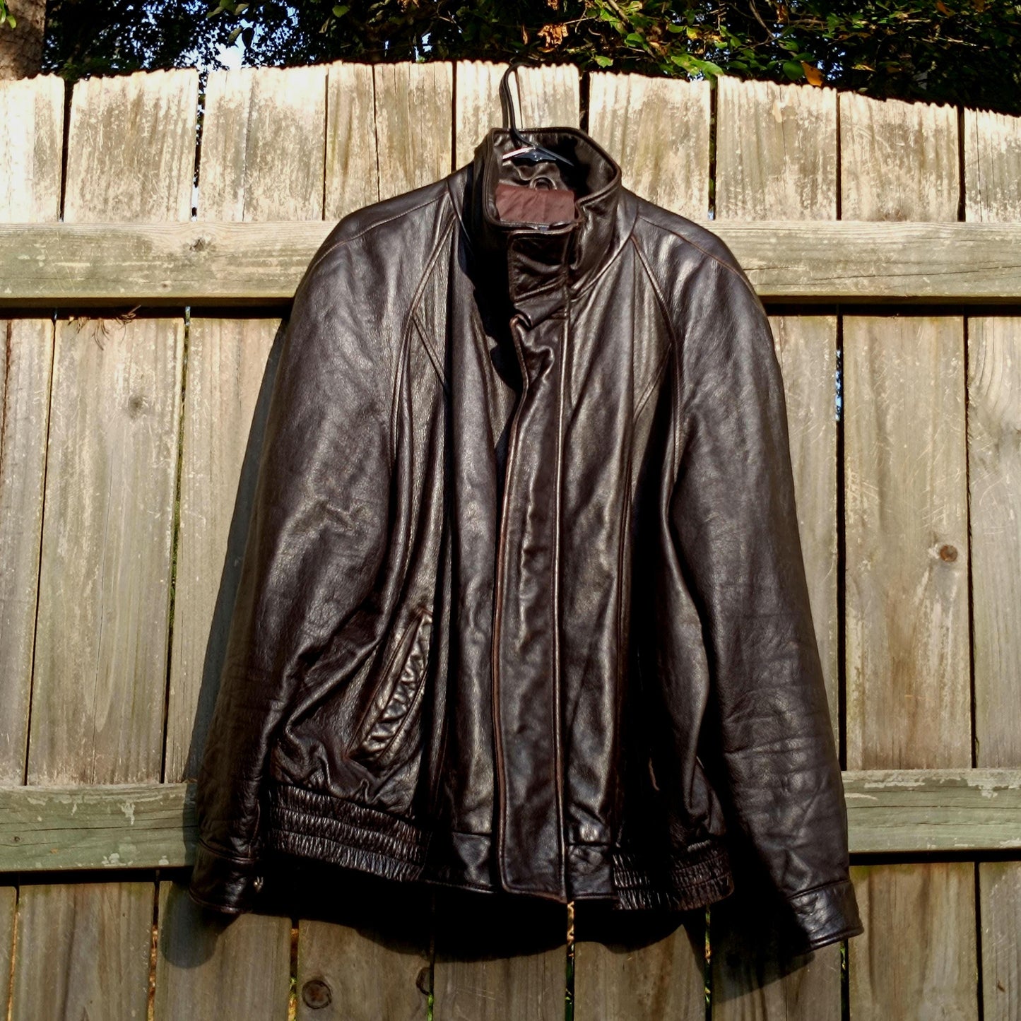Vintage Black Leather Biker Jacket: 80s Moto London Fog Rock n Roll Coat