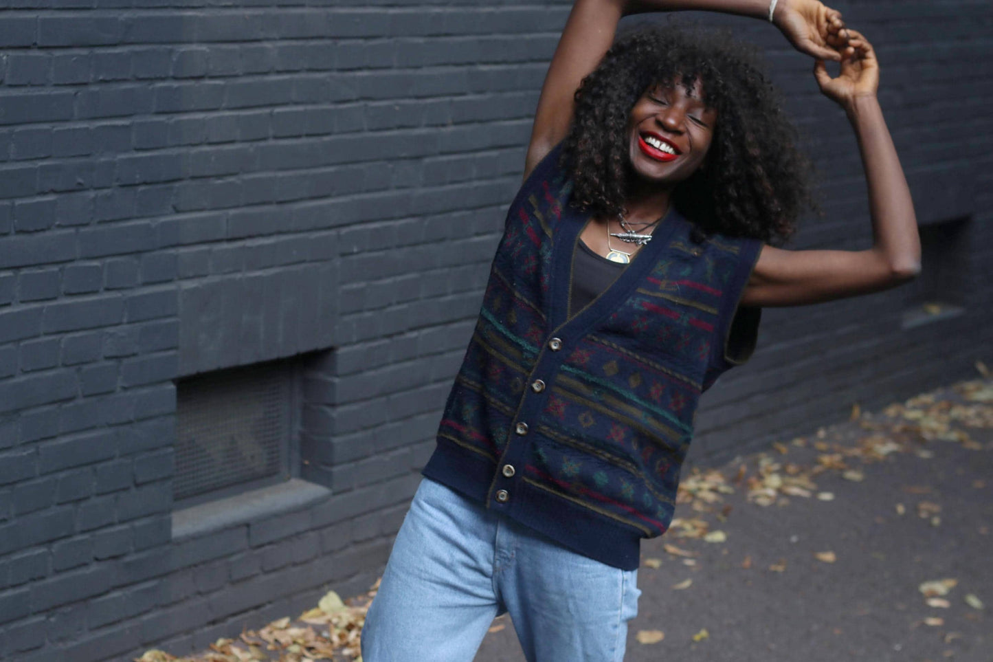 Vintage Jockey Sweater Vest Cardigan | Wool Acrylic Patterned Knit 90s Grunge