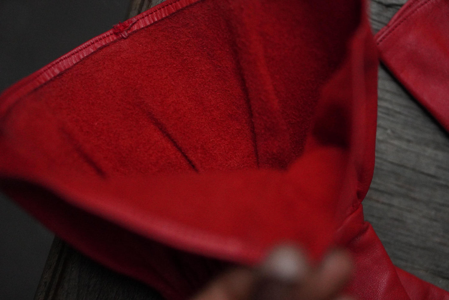 Vintage 50s Red Leather Opera Gloves: Ruffled Party Glam