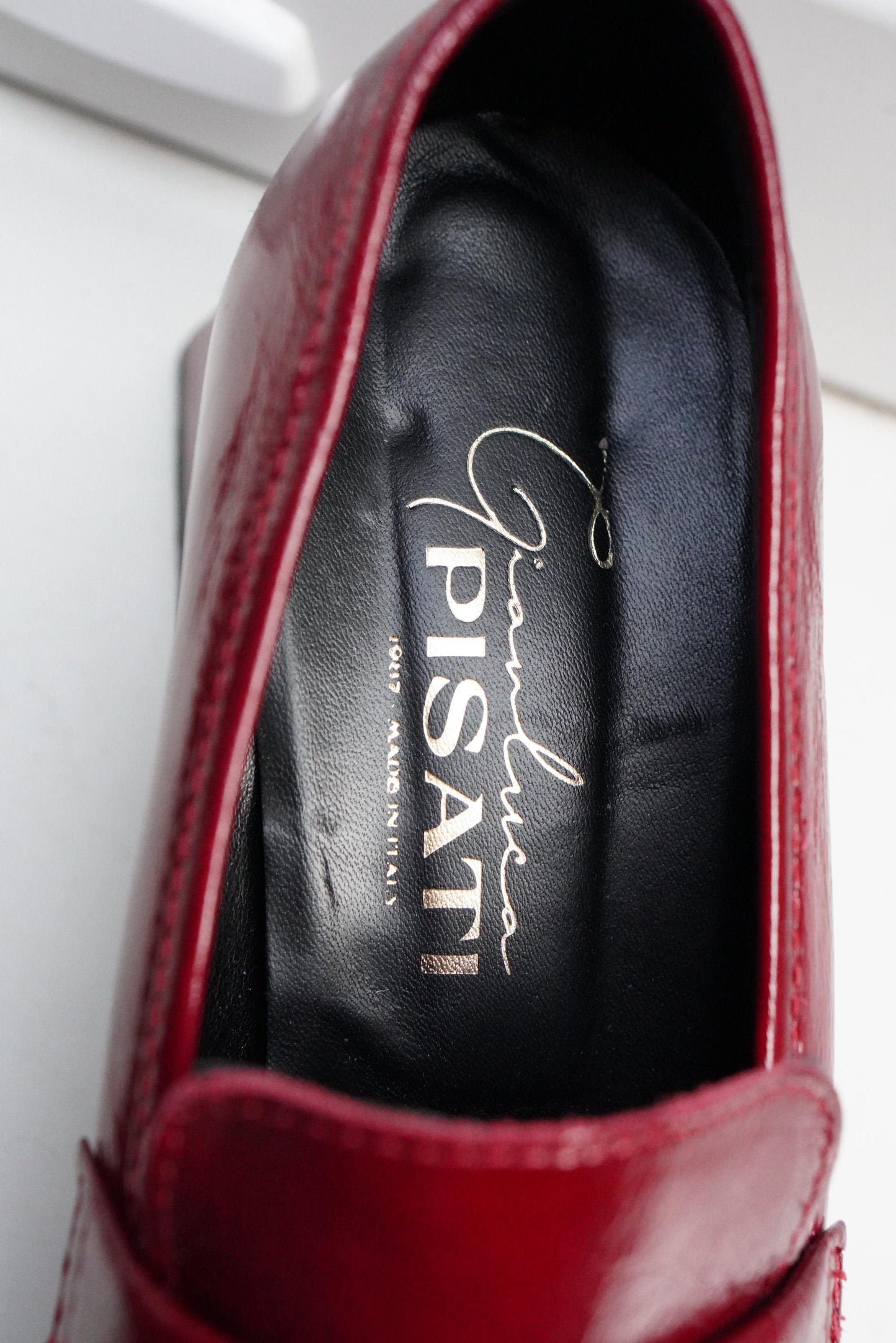 Vintage Gianluca Pisati Red Patent Loafers | 90s Chunky Heel Square Toe | EU 36
