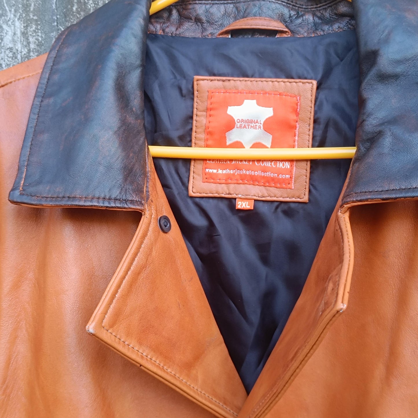 Vintage Tan Leather Coat Men Original Leather Collection 70s Style Jacket