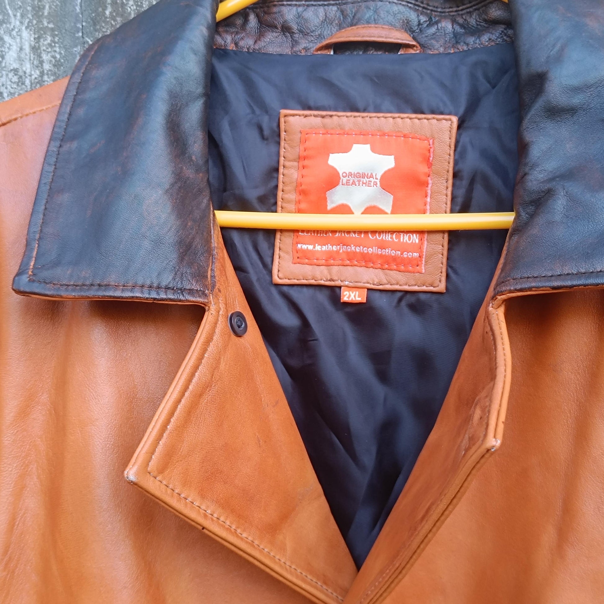 Vintage Tan Leather Coat Men Original Leather Collection 70s Style Jacket