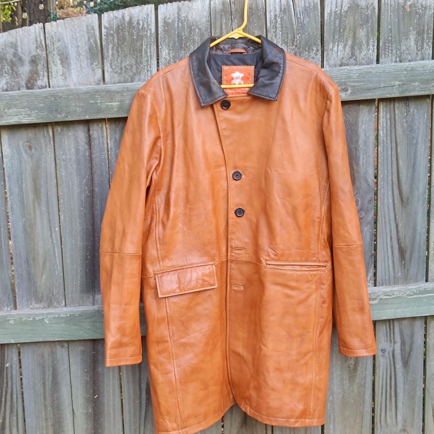 Vintage Tan Leather Coat Men Original Leather Collection 70s Style Jacket