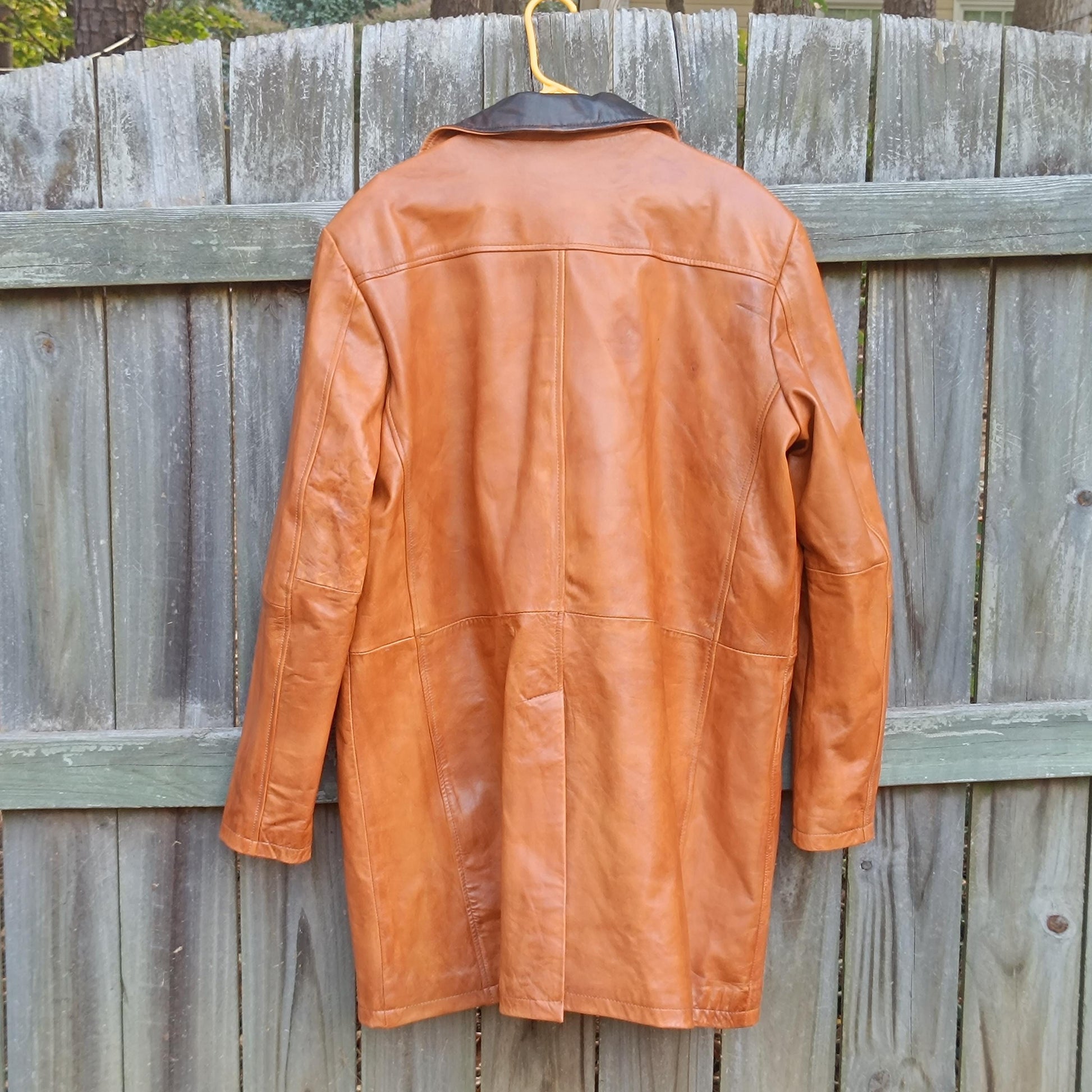 Vintage Tan Leather Coat Men Original Leather Collection 70s Style Jacket