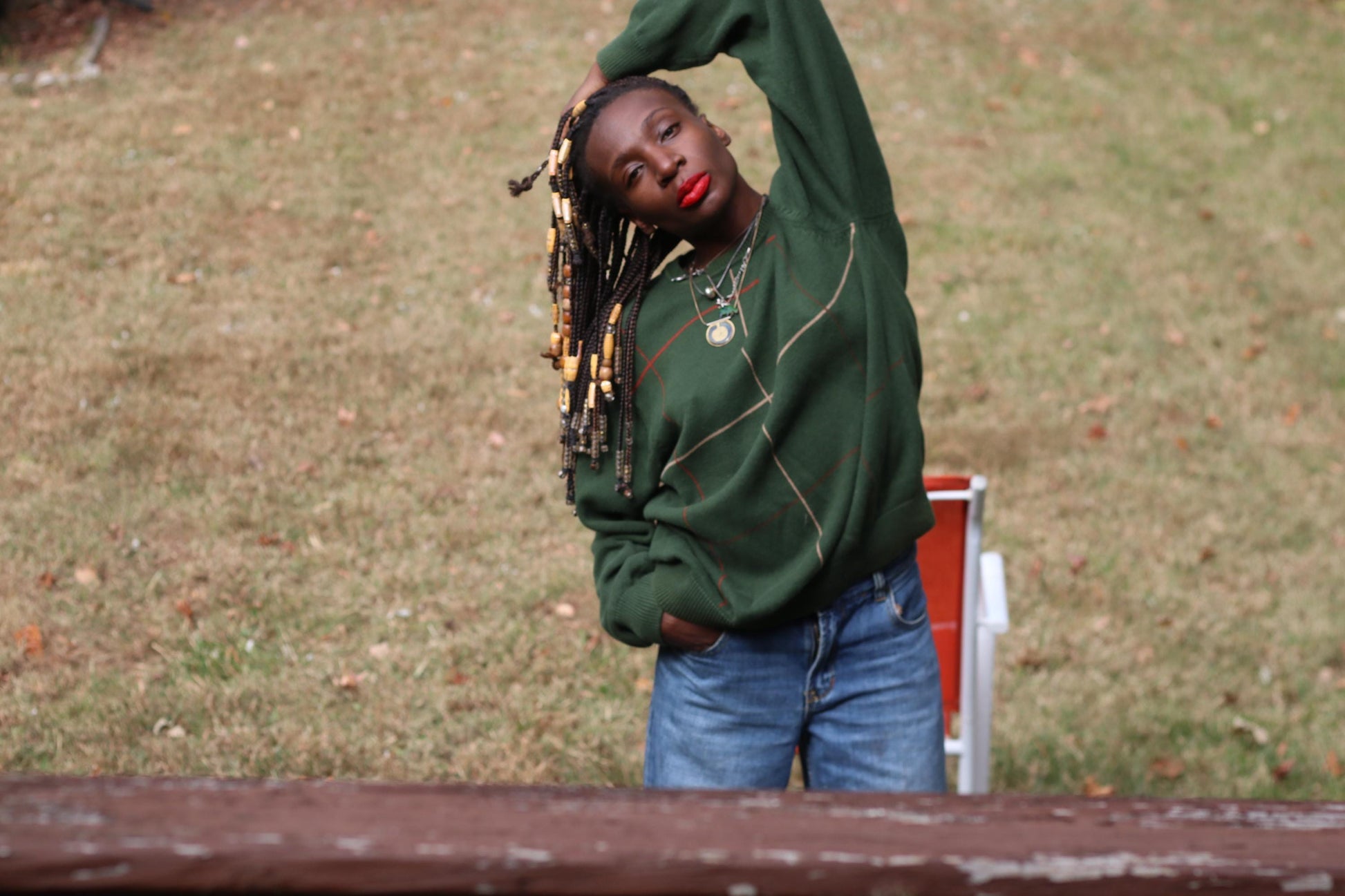 Vintage Dark Green SADDLEBRED Plaid Cotton Sweater Knitwear S-L