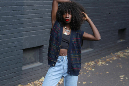 Vintage Jockey Sweater Vest Cardigan | Wool Acrylic Patterned Knit 90s Grunge