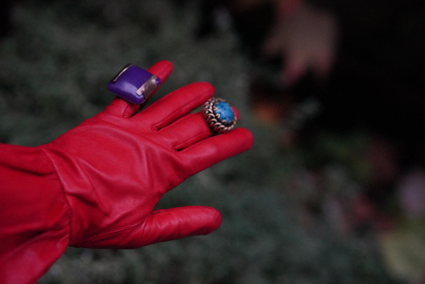 Vintage 50s Red Leather Opera Gloves: Ruffled Party Glam