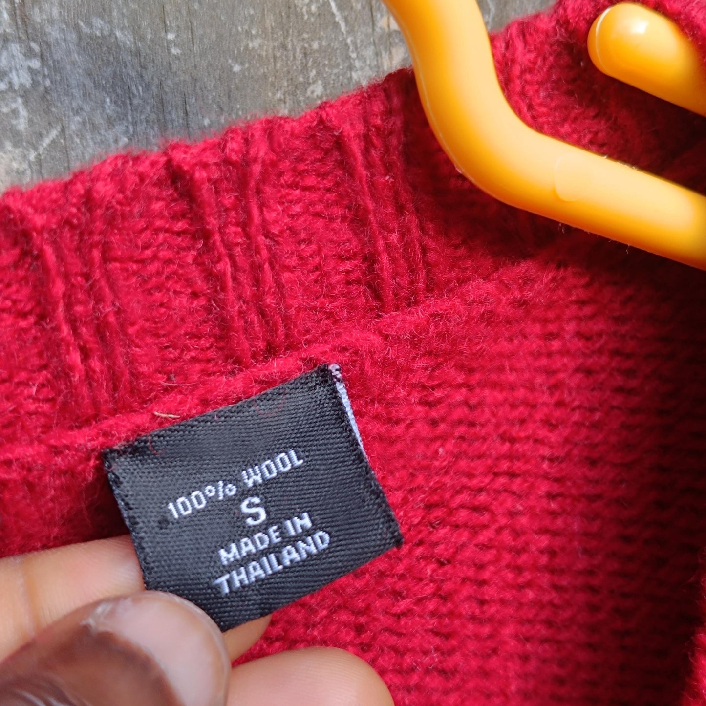 Vintage Red V-Neck Sweater 100% Wool Fitted Cropped Jumper 90s Size Small