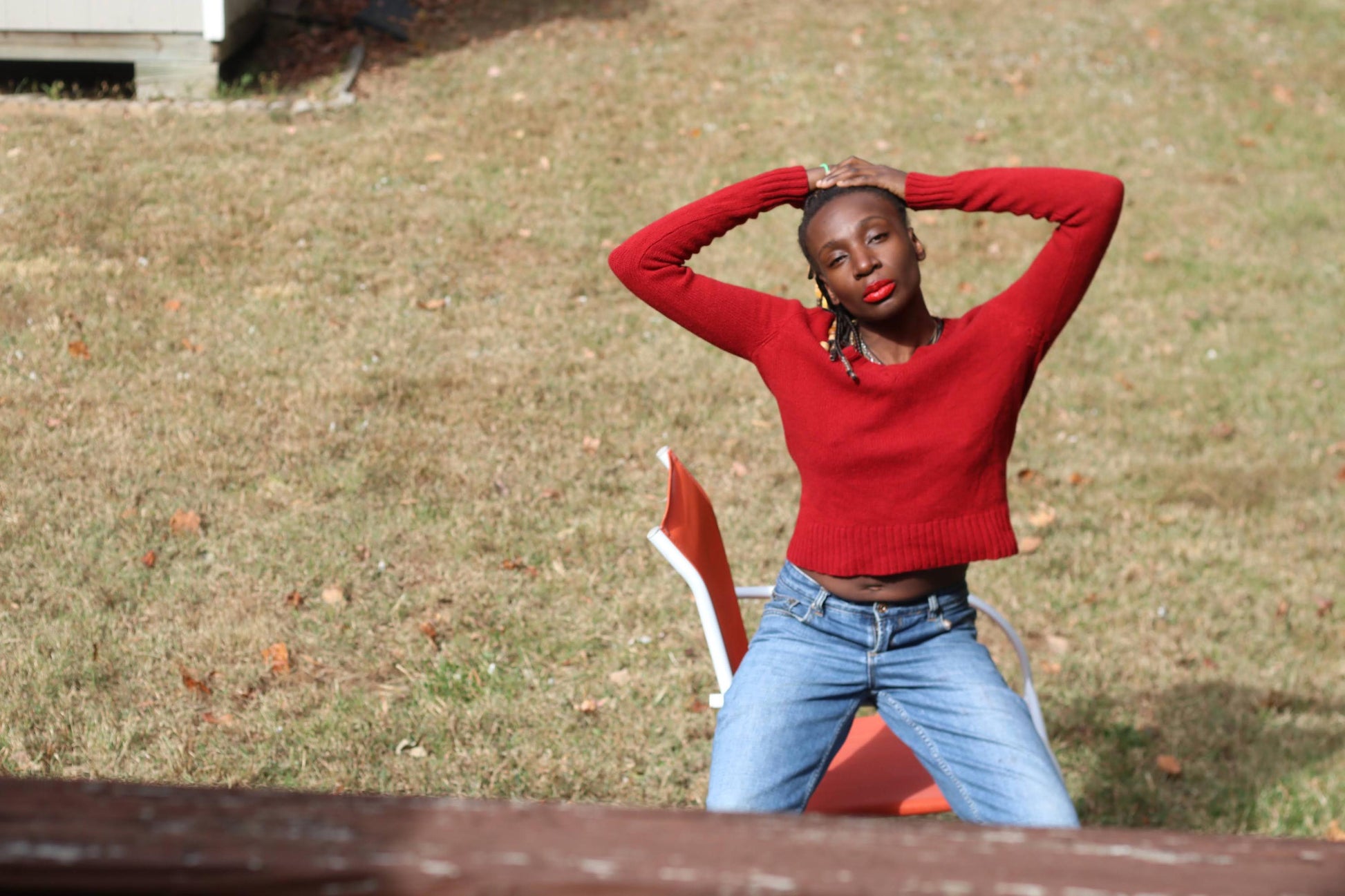 Vintage Red V-Neck Sweater 100% Wool Fitted Cropped Jumper 90s Size Small