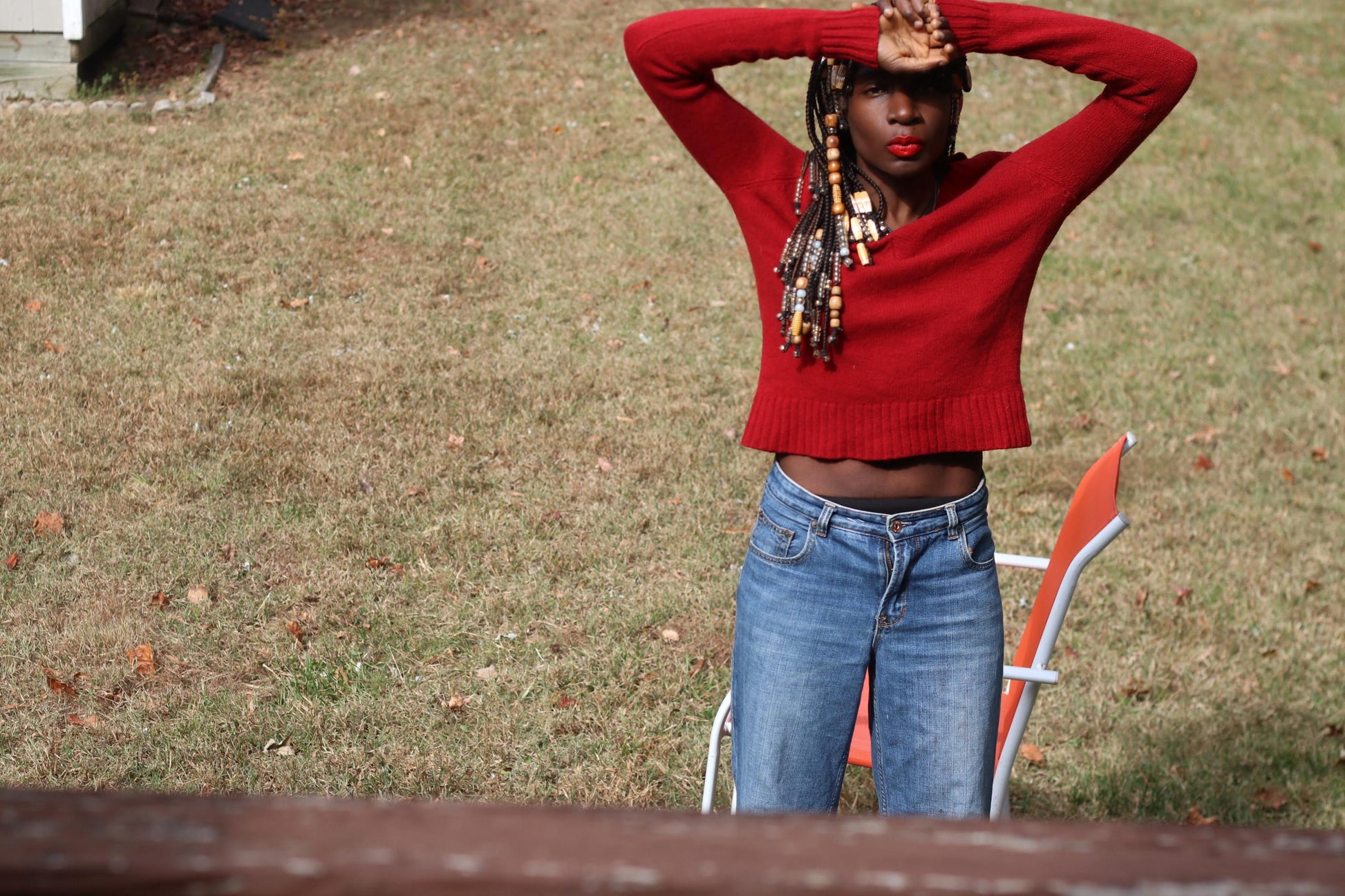 Vintage Red V-Neck Sweater 100% Wool Fitted Cropped Jumper 90s Size Small