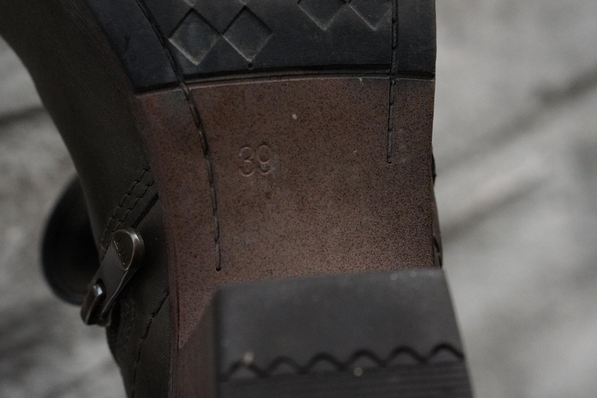 Vintage Brown Leather Ankle Boots: Stud Detail, Block Heel