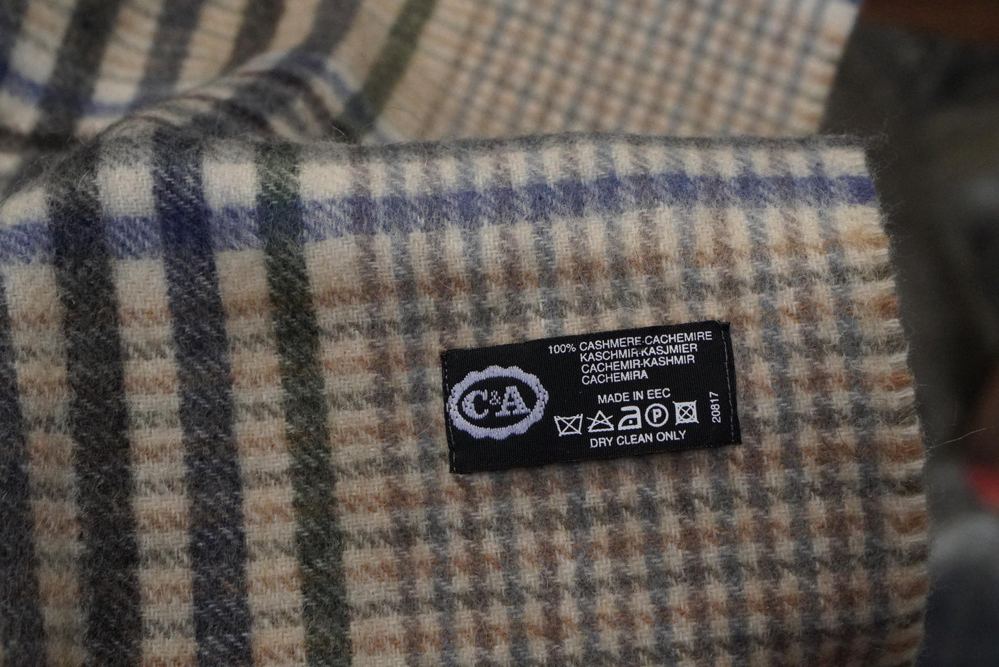 Vintage Cashmere Scarf in Grey and Brown |