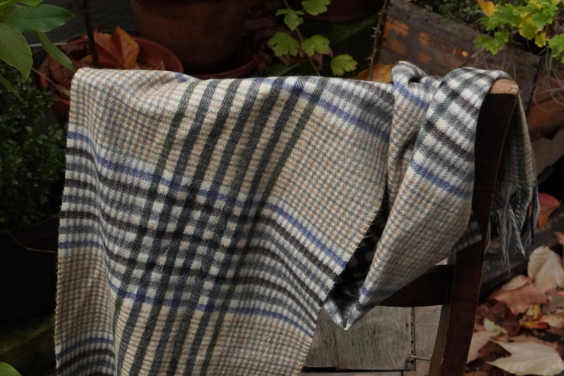 Vintage Cashmere Scarf in Grey and Brown |