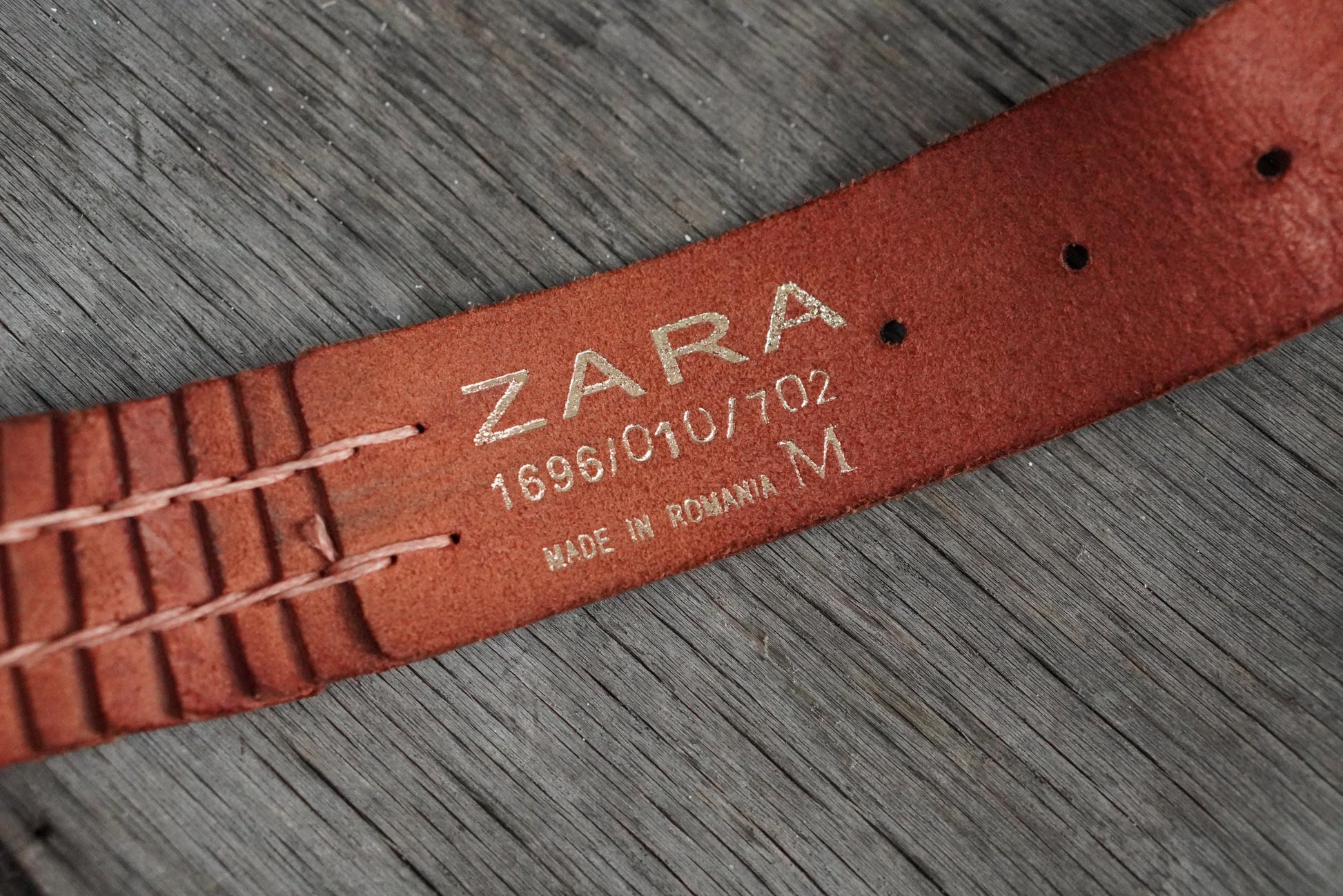 Zara Braided Leather Belt Cognac Brown Woven Wide Brass Buckle Vintage Style M