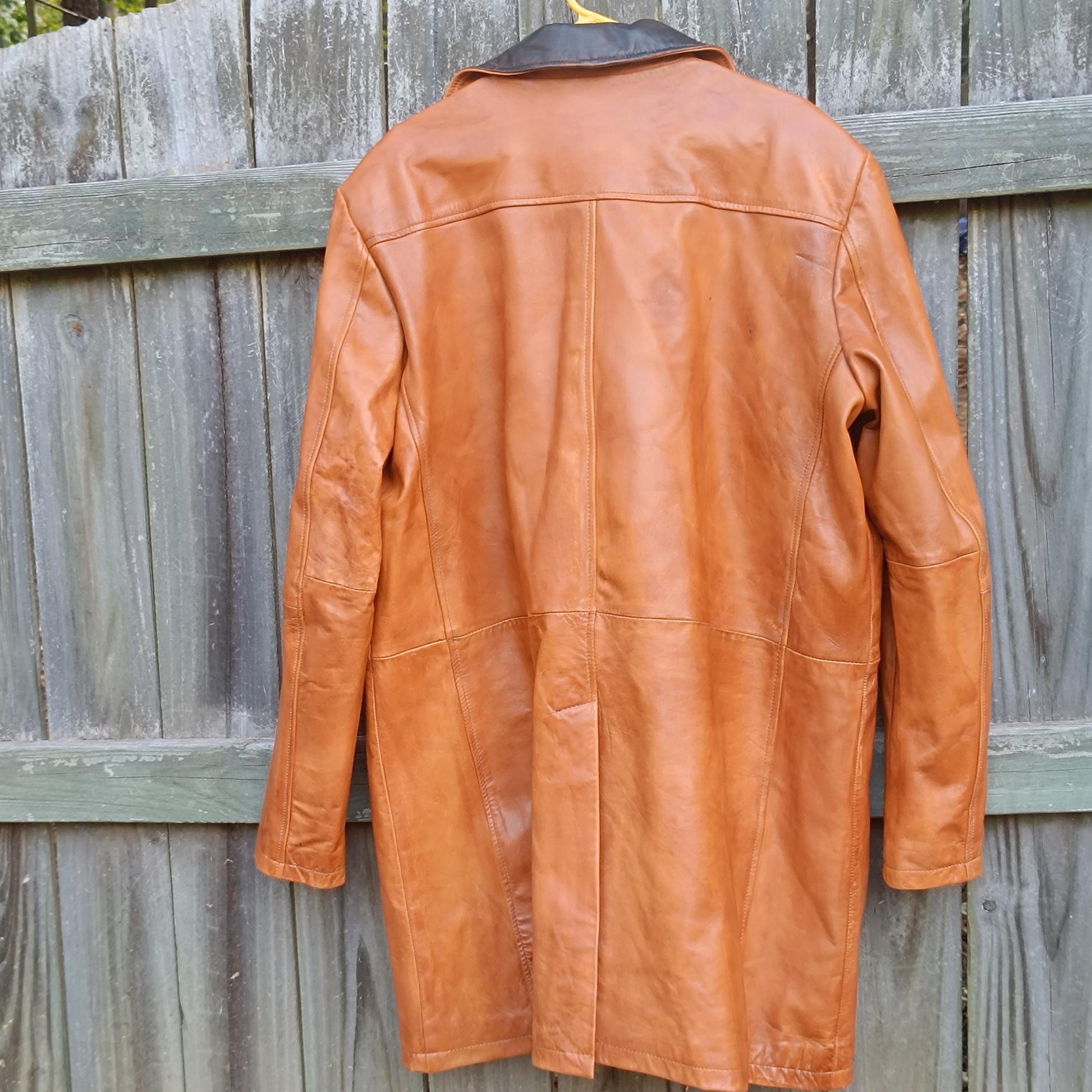 Vintage Tan Leather Coat Men Original Leather Collection 70s Style Jacket