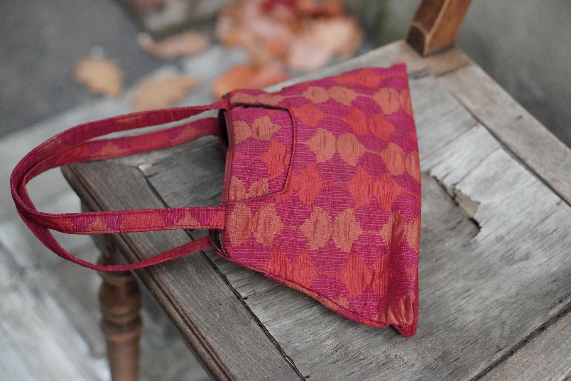 Vintage Maruca Handbag Red Pink Geometric Shoulder Bag Handmade Boulder CO