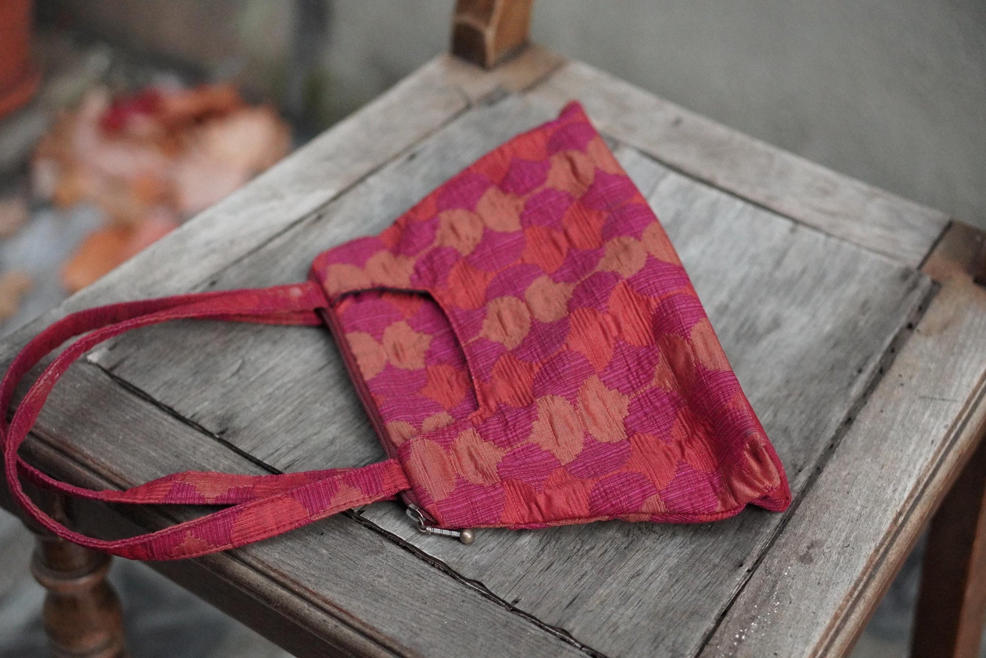 Vintage Maruca Handbag Red Pink Geometric Shoulder Bag Handmade Boulder CO