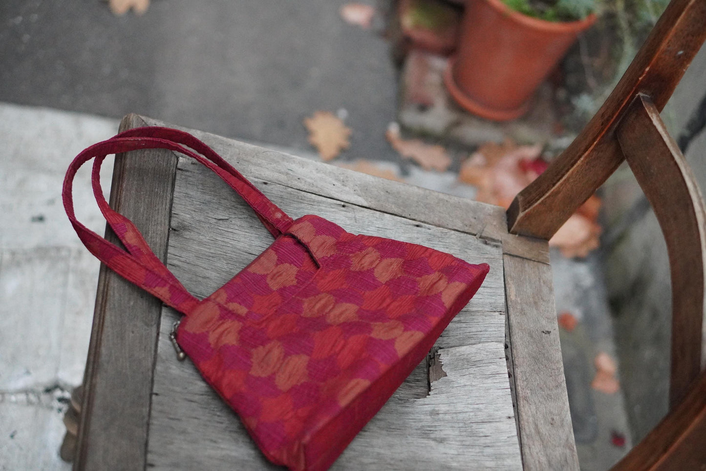 Vintage Maruca Handbag Red Pink Geometric Shoulder Bag Handmade Boulder CO