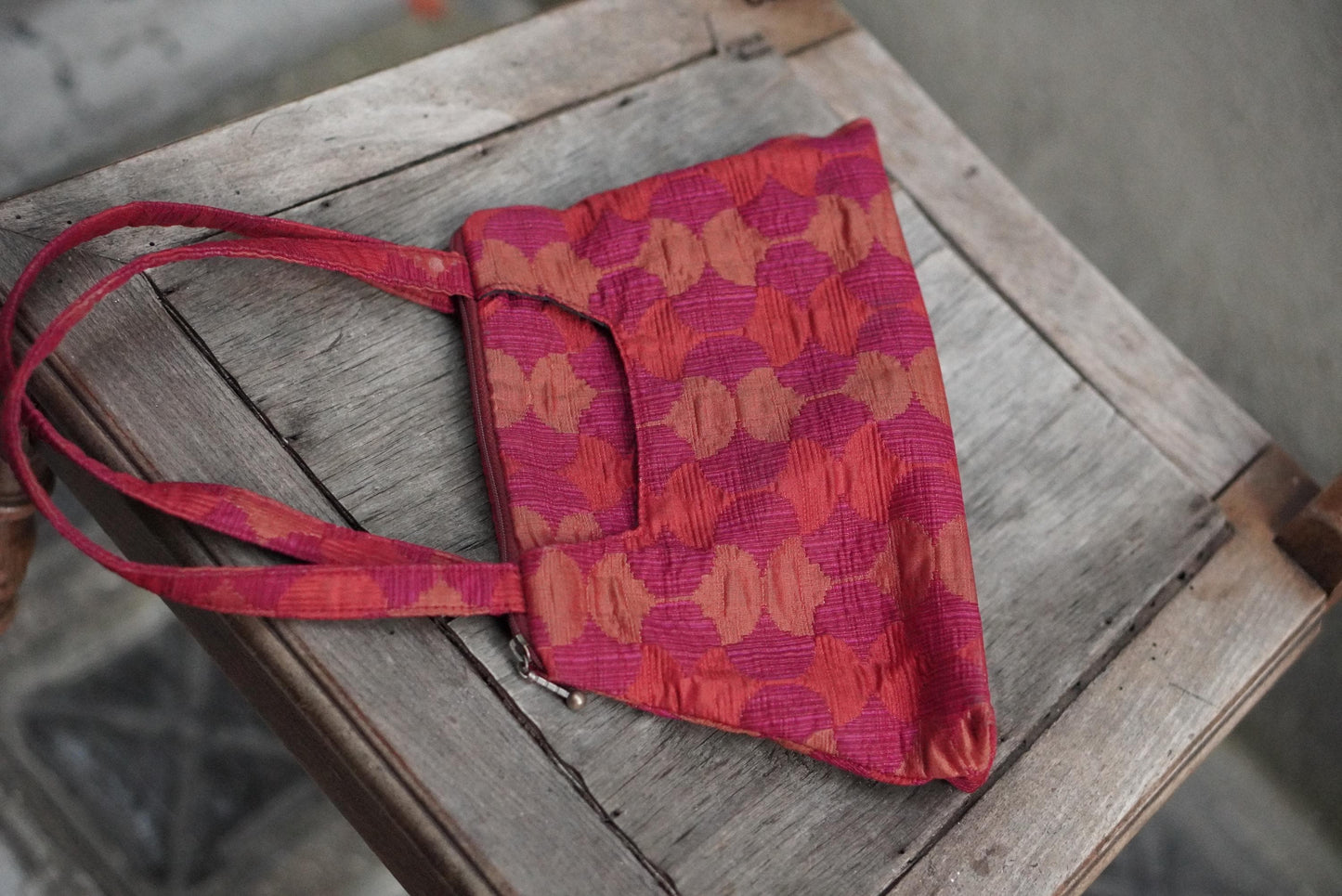 Vintage Maruca Handbag Red Pink Geometric Shoulder Bag Handmade Boulder CO