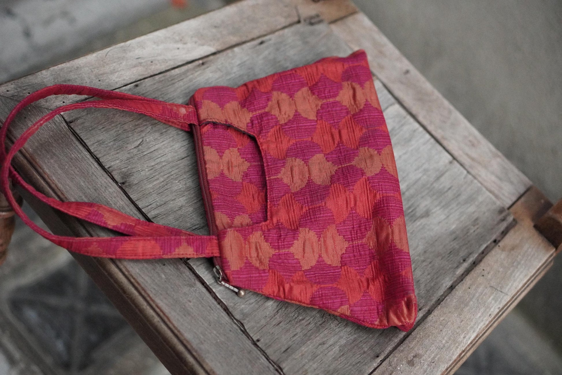 Vintage Maruca Handbag Red Pink Geometric Shoulder Bag Handmade Boulder CO