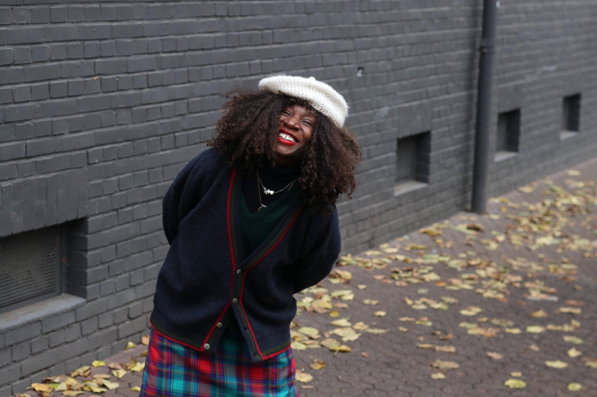 Vintage Tartan Midi Skirt Red Green Blue Plaid Wool Blend A-Line Dark Academia