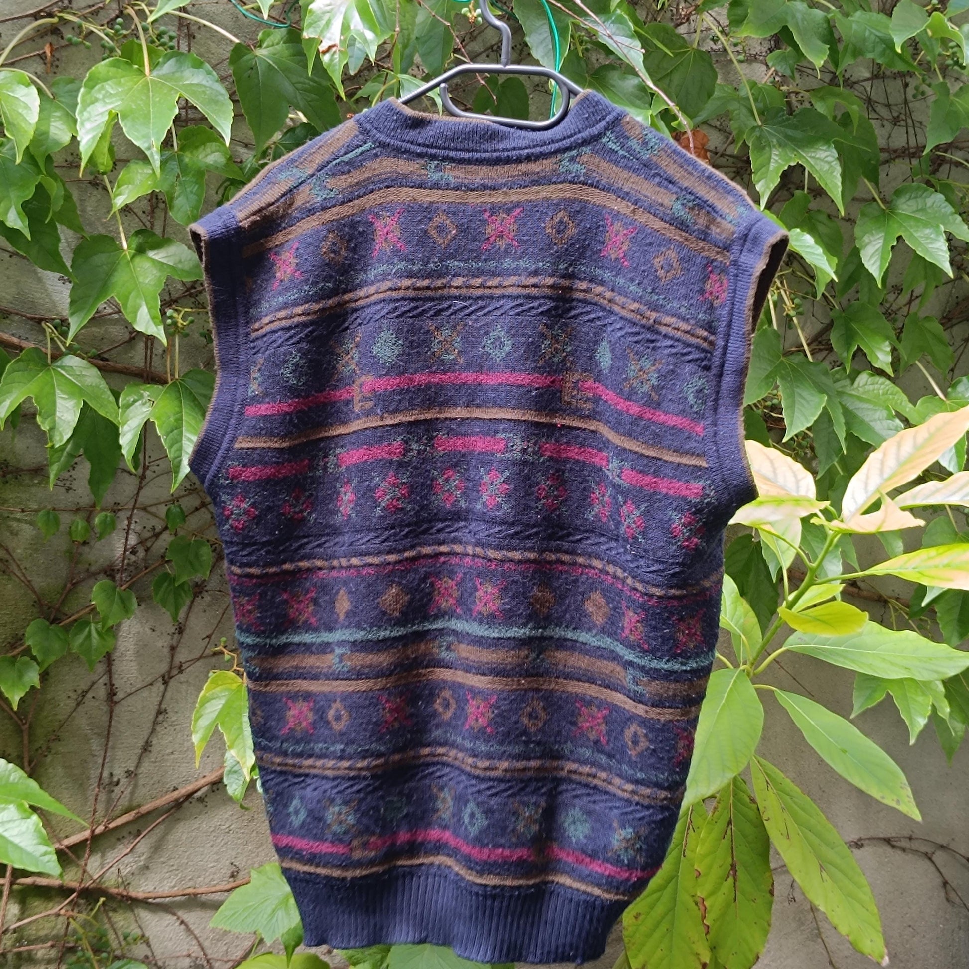 Vintage Jockey Sweater Vest Cardigan | Wool Acrylic Patterned Knit 90s Grunge