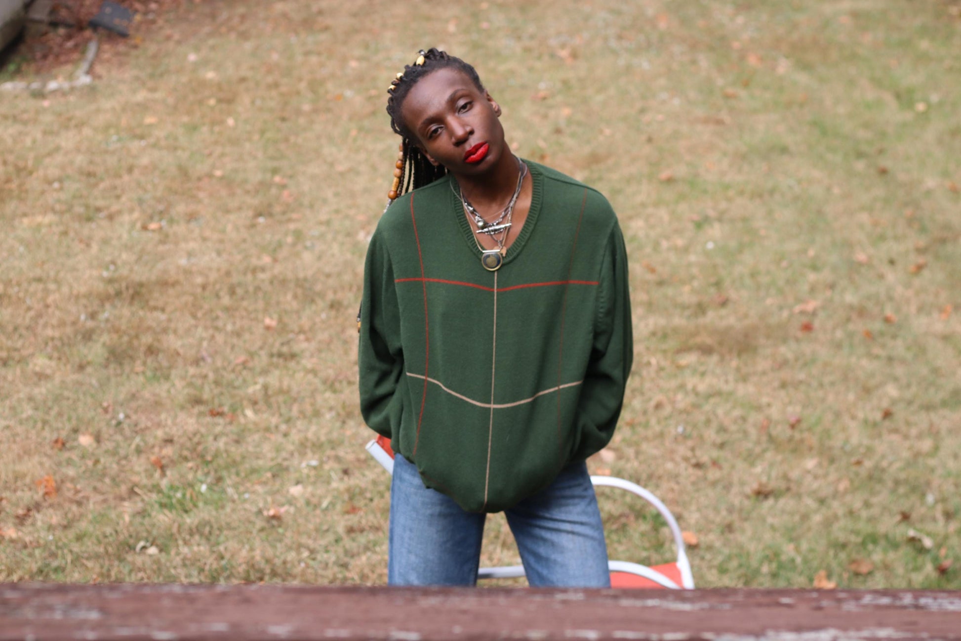 Vintage Dark Green SADDLEBRED Plaid Cotton Sweater Knitwear S-L