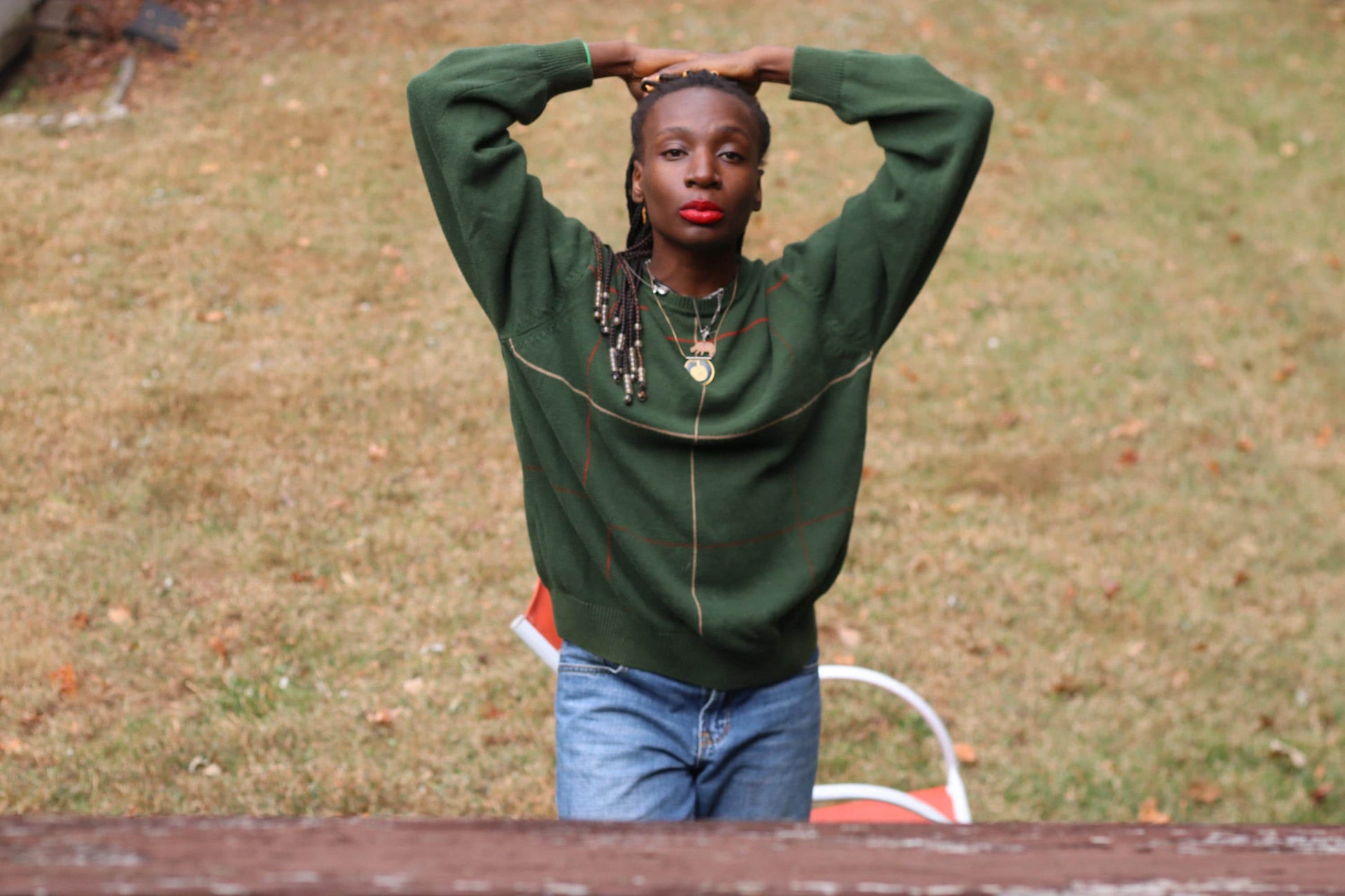 Vintage Dark Green SADDLEBRED Plaid Cotton Sweater Knitwear S-L