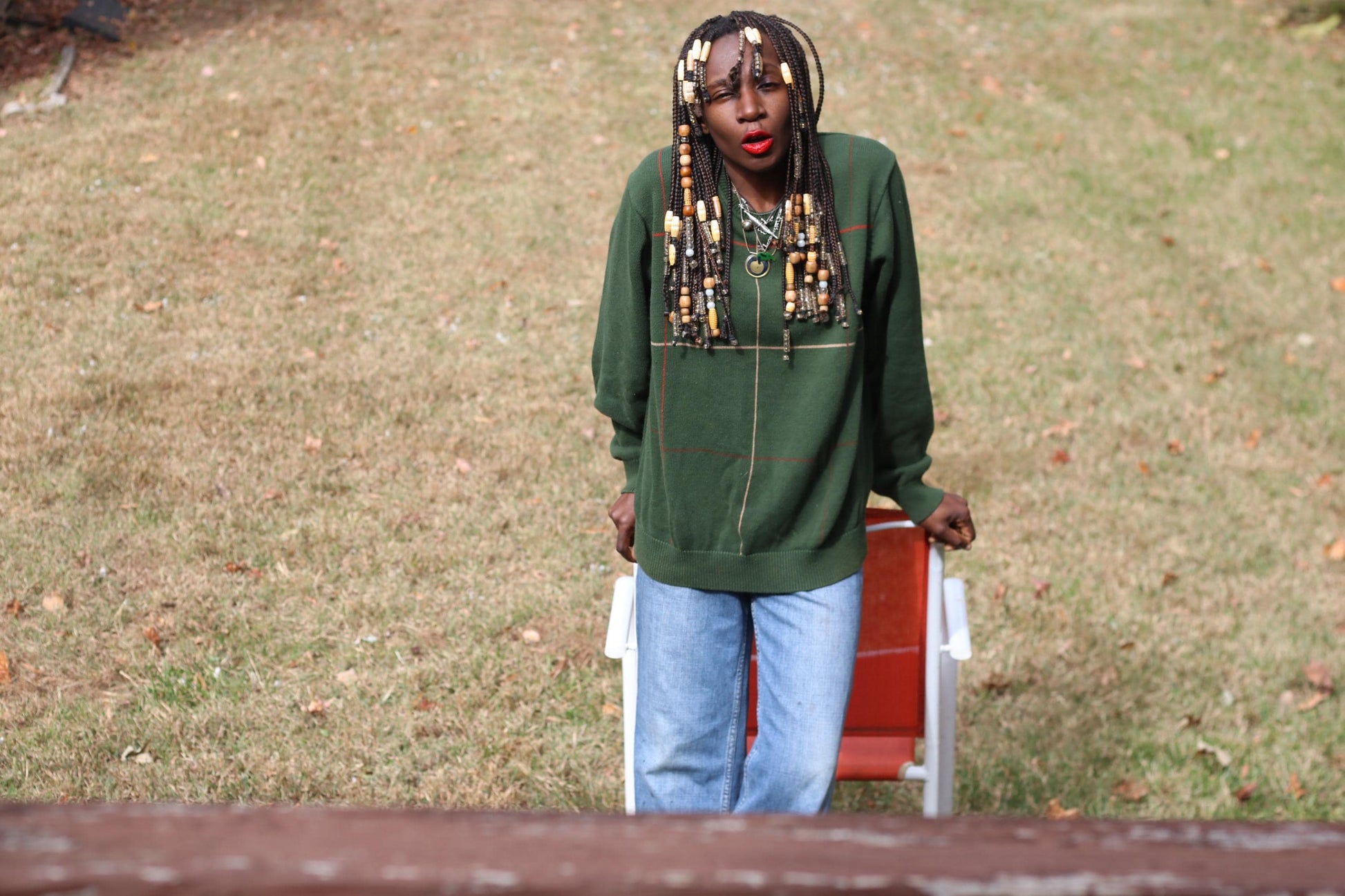 Vintage Dark Green SADDLEBRED Plaid Cotton Sweater Knitwear S-L