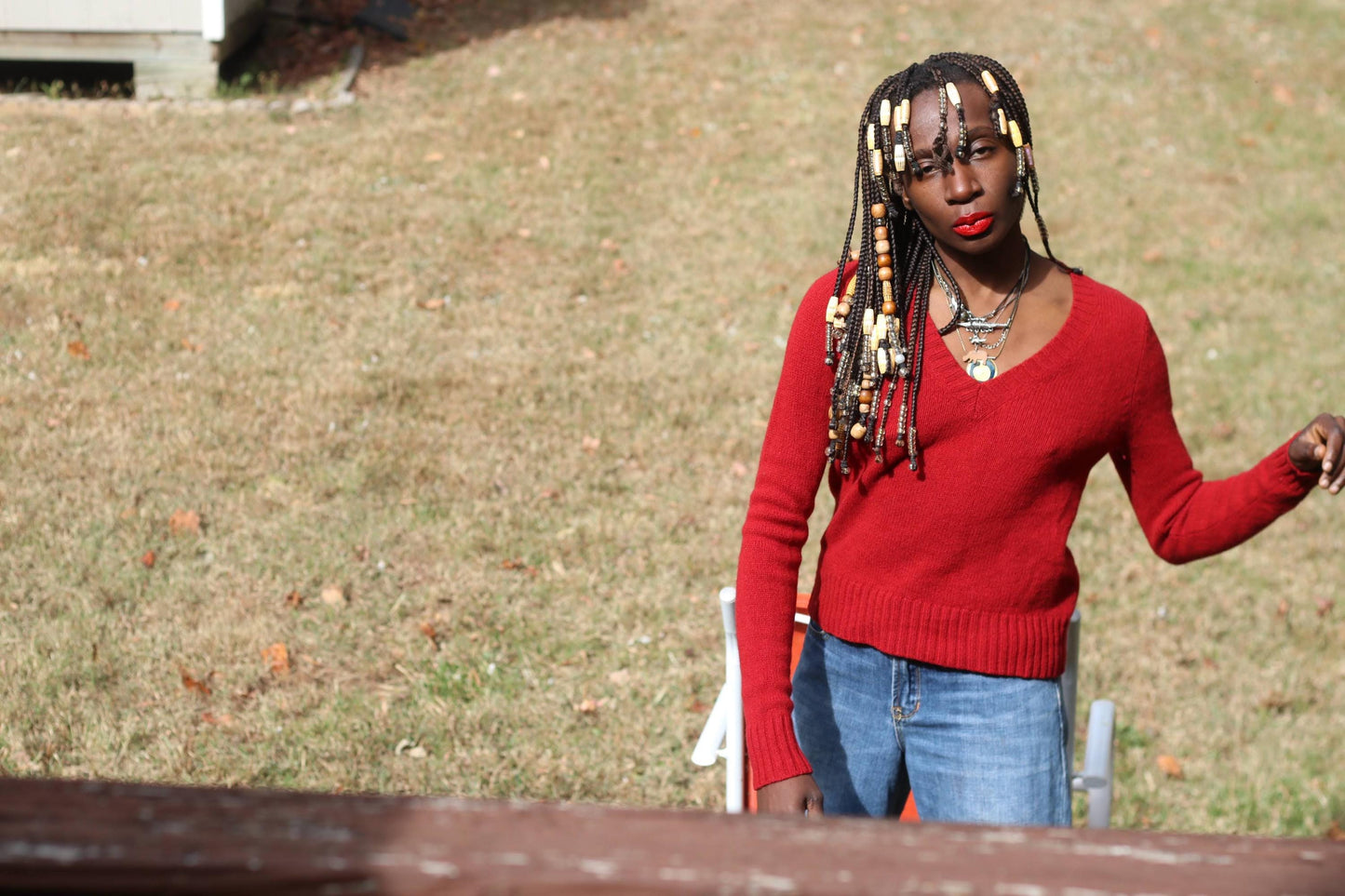 Vintage Red V-Neck Sweater 100% Wool Fitted Cropped Jumper 90s Size Small