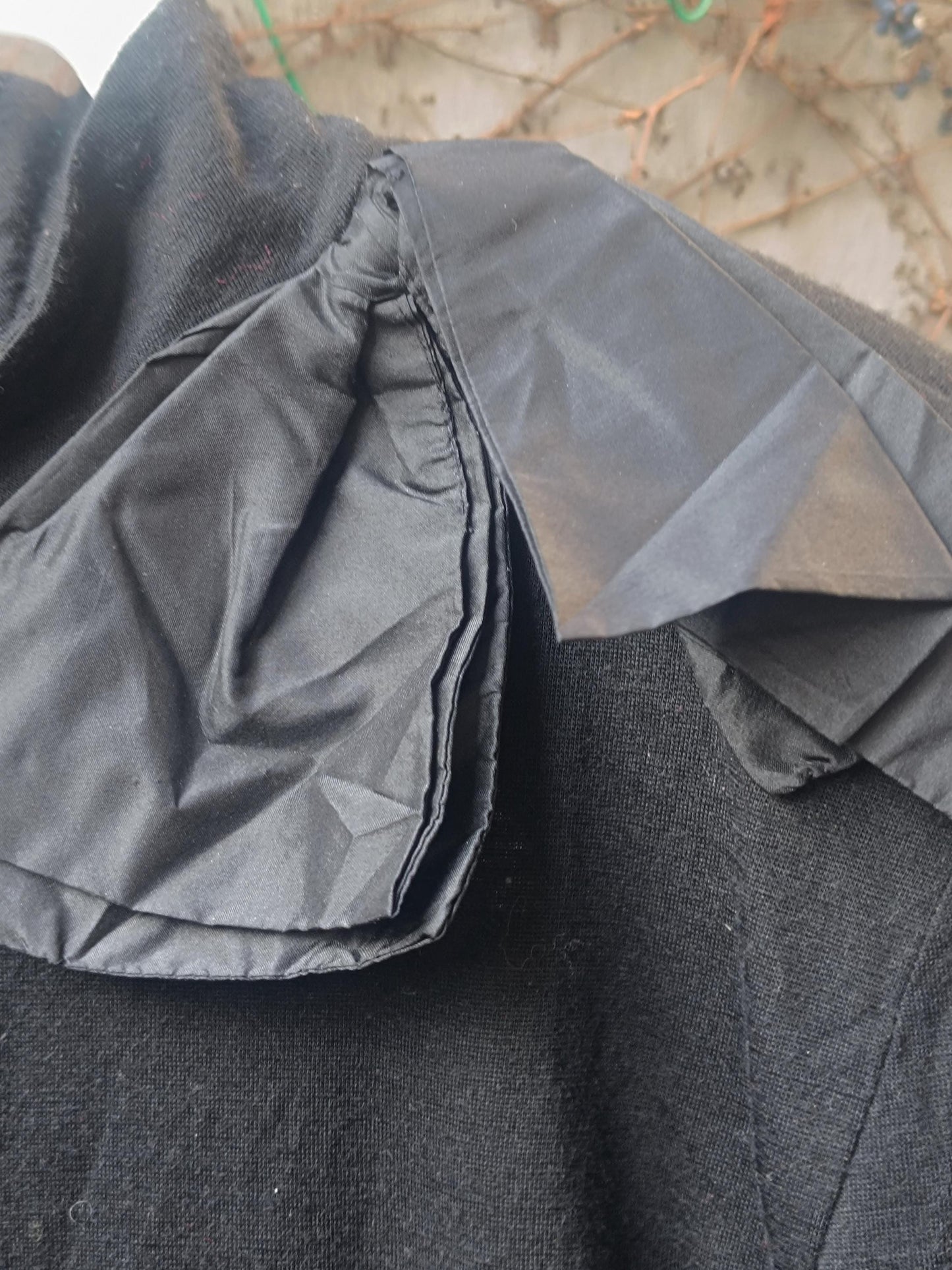 Vintage 80s Handmade Mini Dress Black Green Balloon Skirt High Neck Bow Applique XS-S