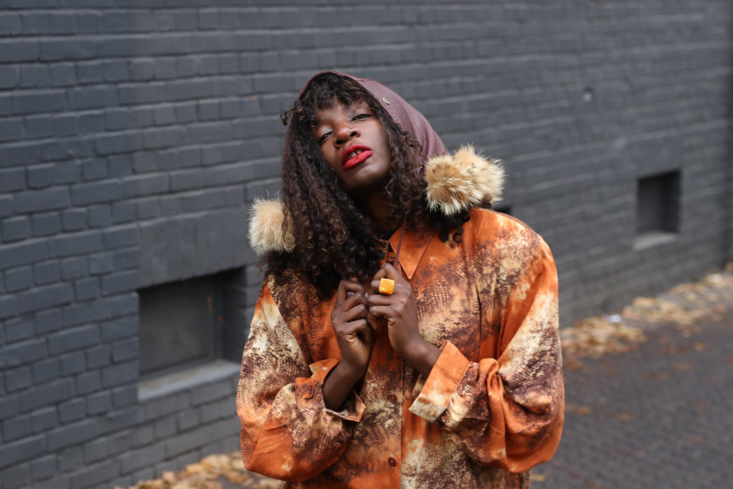 Vintage 90s Animal Print Blouse Orange Shirt Dress Oversized Long Shirt