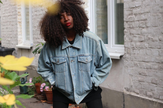 Vintage Bram's Paris Denim Jacket L; Streetwear Light Wash Trucker 90s Cotton Jeans Coat