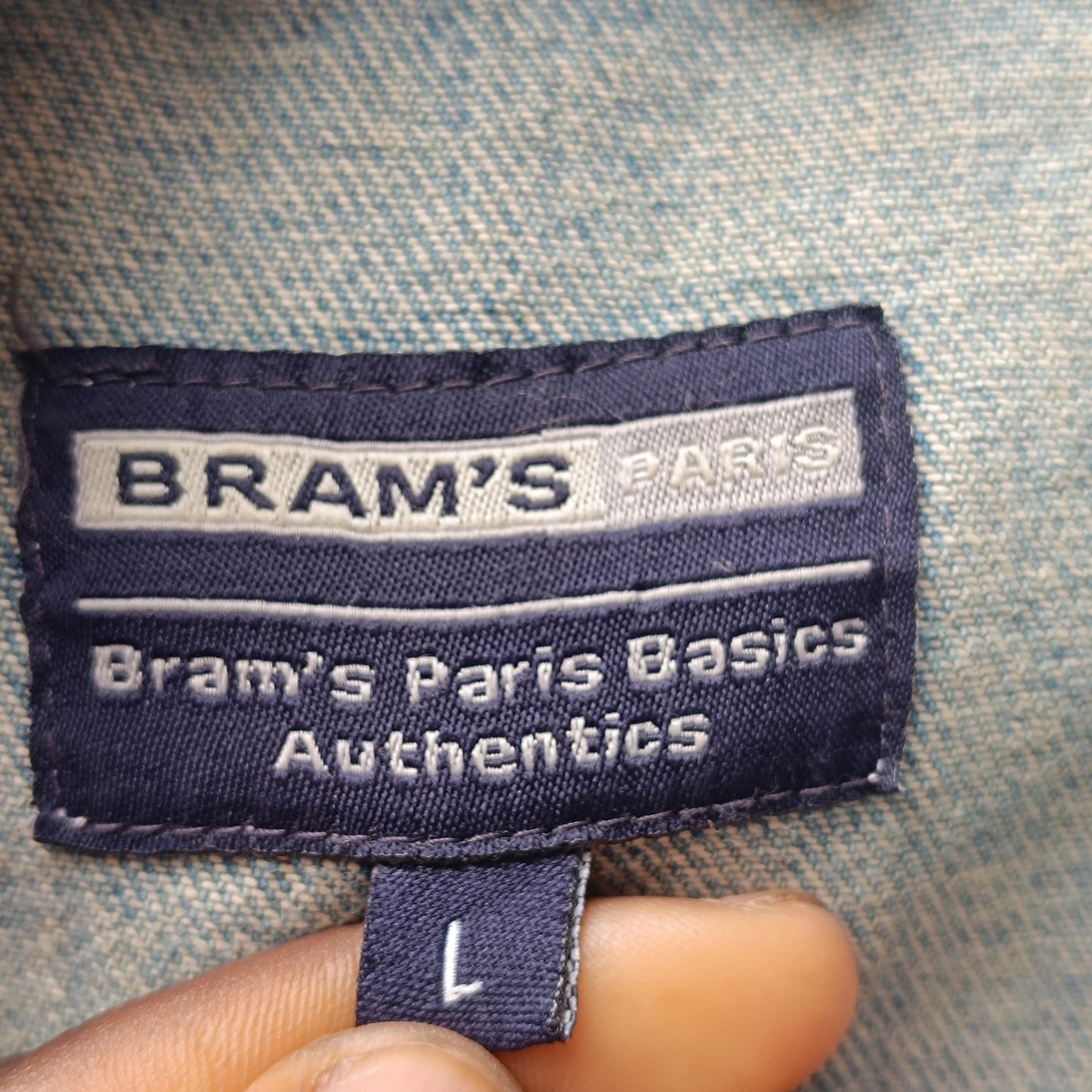 Vintage Bram's Paris Denim Jacket L; Streetwear Light Wash Trucker 90s Cotton Jeans Coat