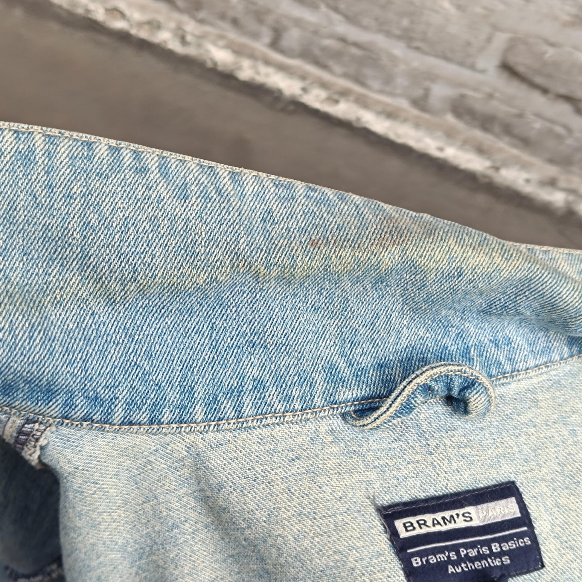 Vintage Bram's Paris Denim Jacket L; Streetwear Light Wash Trucker 90s Cotton Jeans Coat