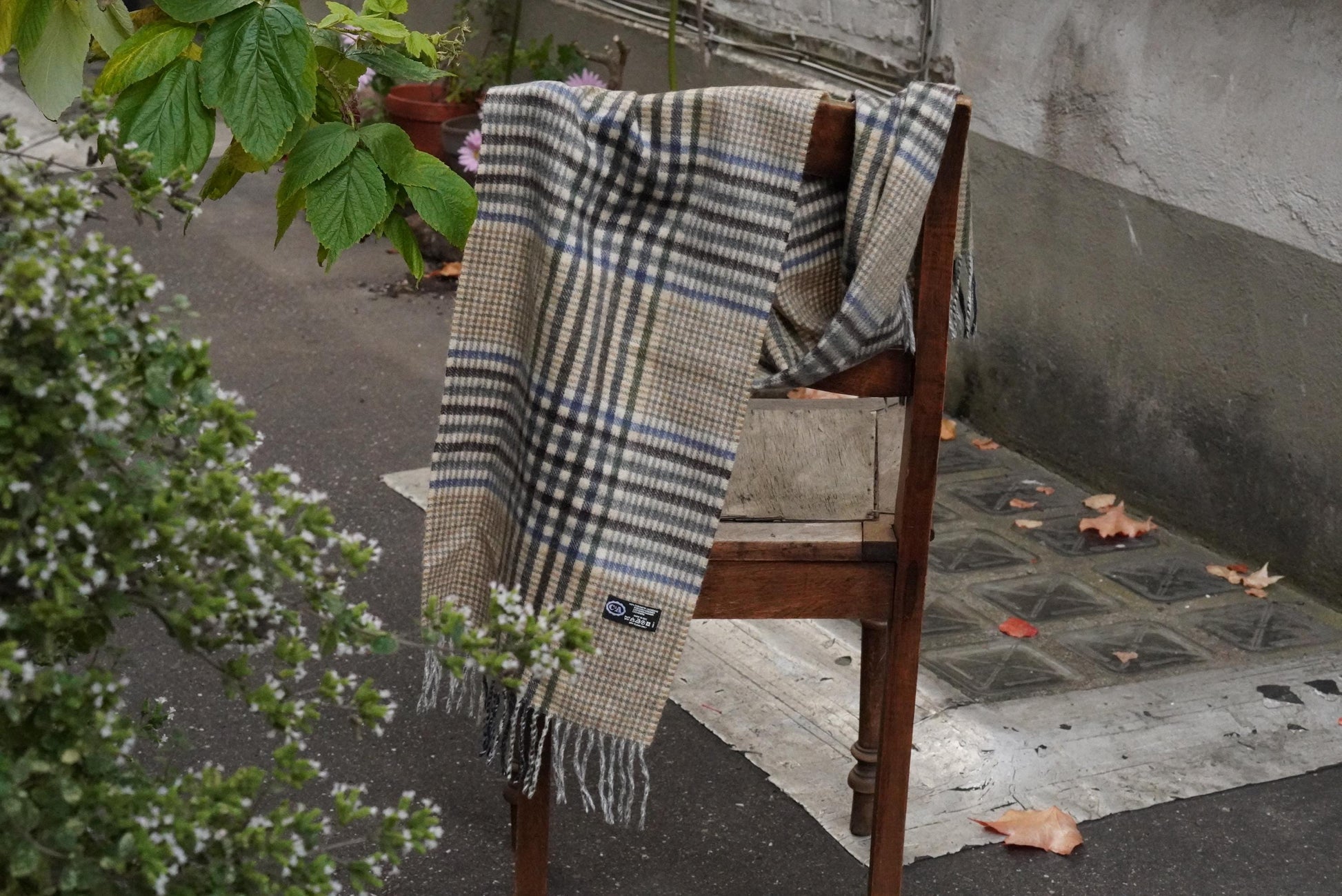 Vintage Cashmere Scarf in Grey and Brown |