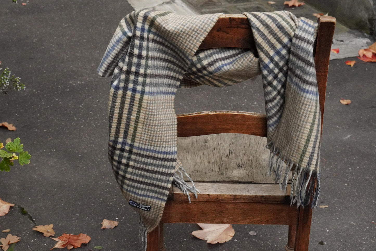 Vintage Cashmere Scarf in Grey and Brown |