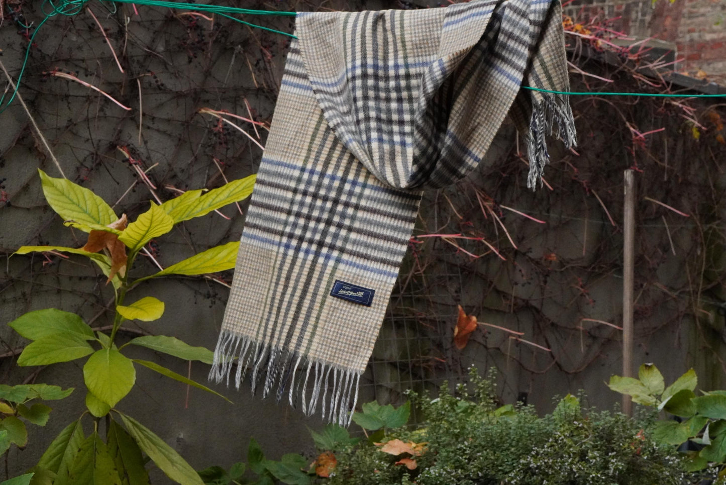 Vintage Cashmere Scarf in Grey and Brown |