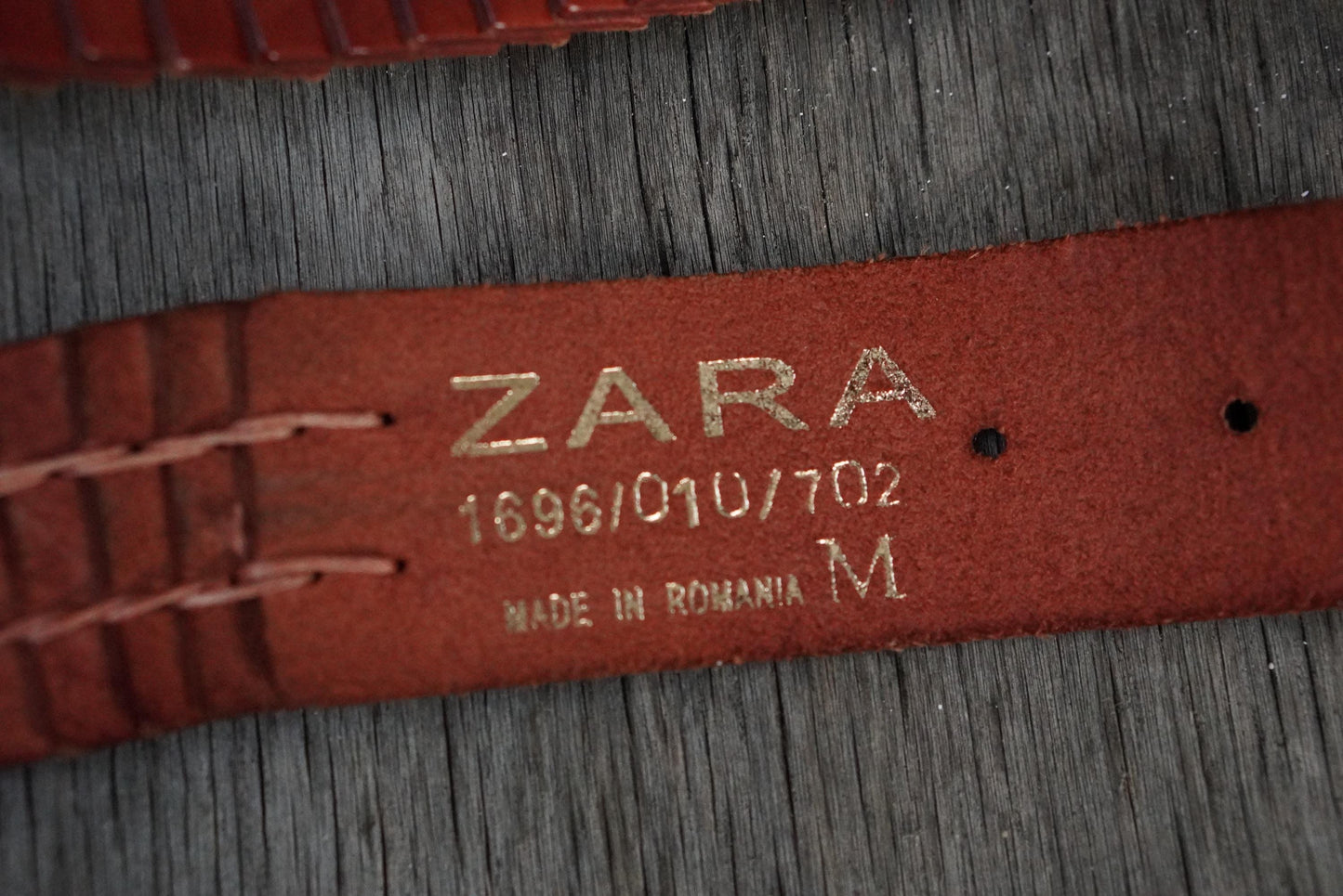 Zara Braided Leather Belt Cognac Brown Woven Wide Brass Buckle Vintage Style M