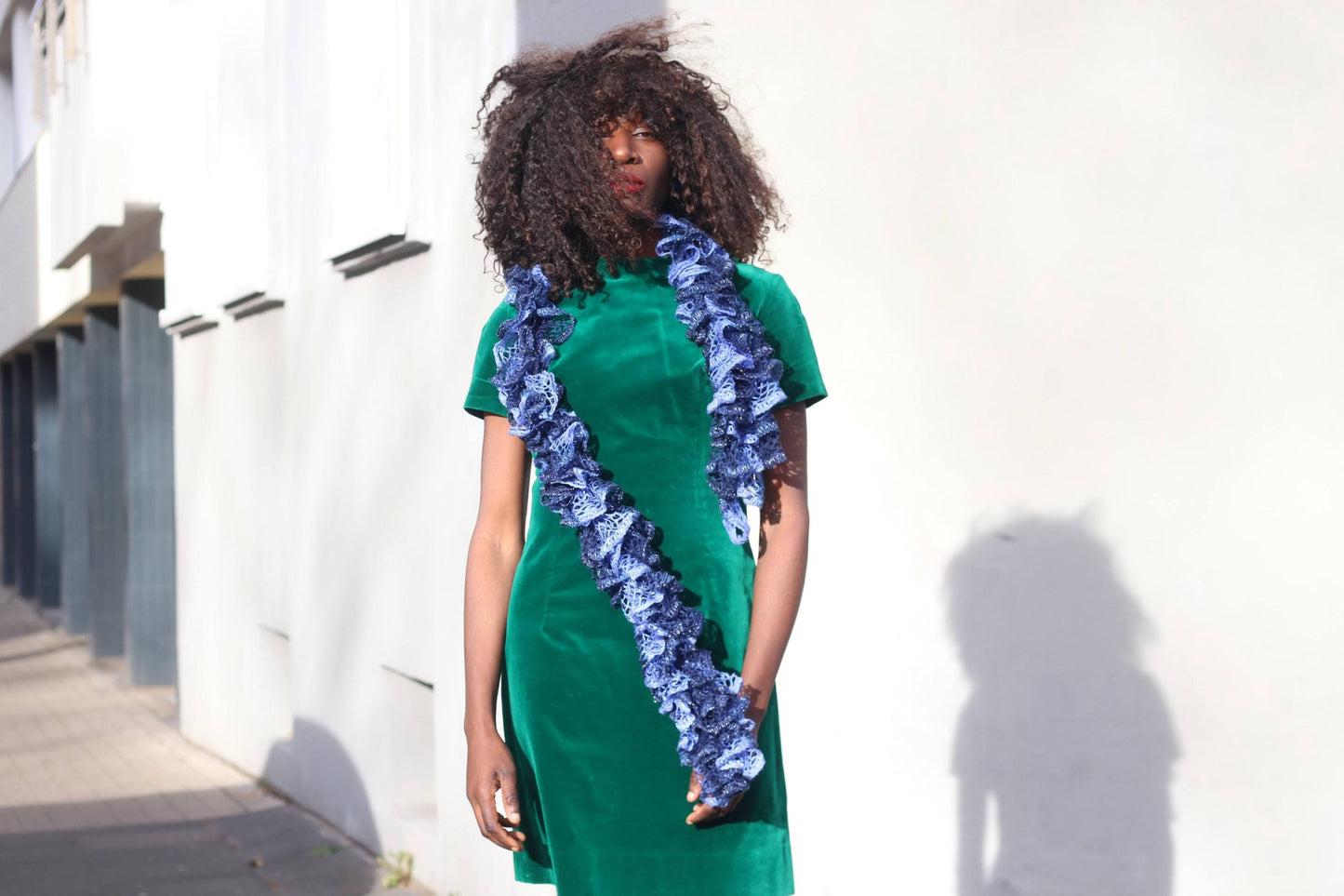 Vintage Handmade Velvet-Look Dress Emerald Green Shift Mini Mod 60s 70s Mock Neck