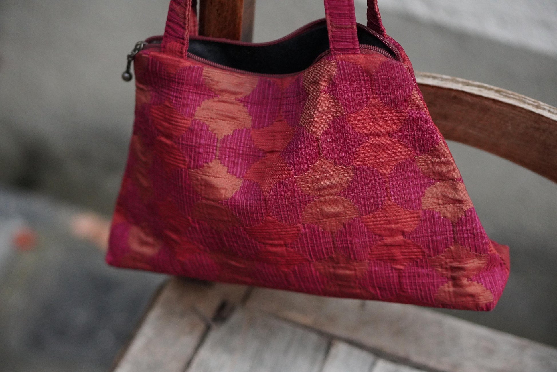 Vintage Maruca Handbag Red Pink Geometric Shoulder Bag Handmade Boulder CO